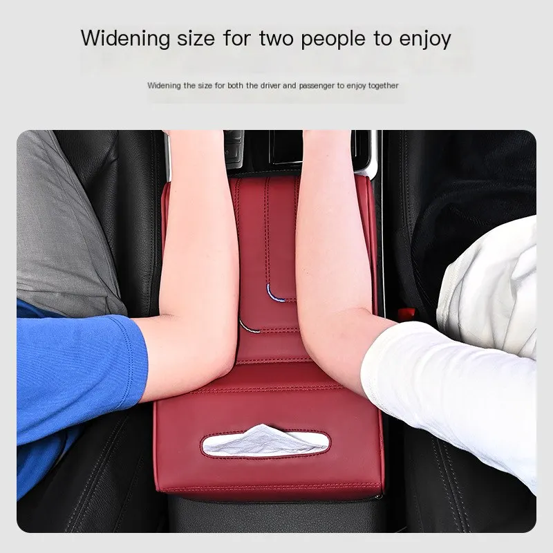 Coussin d'accoudoir de voiture avec boîte à mouchoirs, en cuir antidérapant, compatible avec tous les modèles de véhicules universels, mousse à mémoire de forme respirante pour voiture.