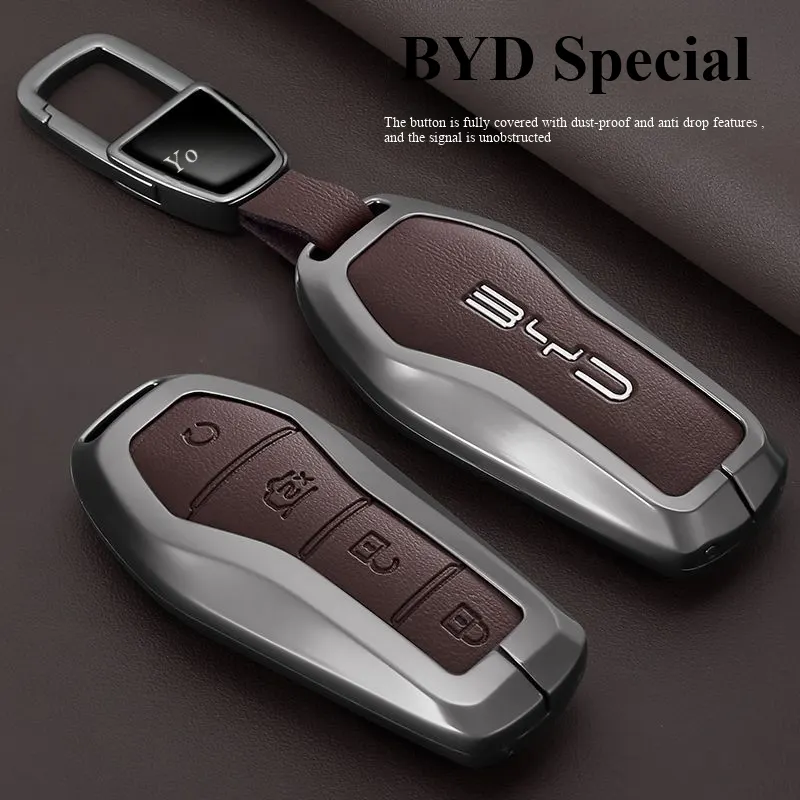 比亚迪智能钥匙保护壳 Type-B 锌合金皮革防摔壳