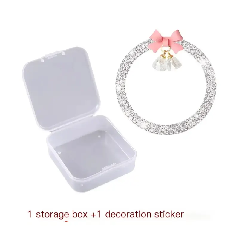Anneau de démarrage à une touche pour voiture, décoration intérieure tendance avec nœud papillon en strass, pendentif cloche en cristal, cercle d'allumage pour femme.