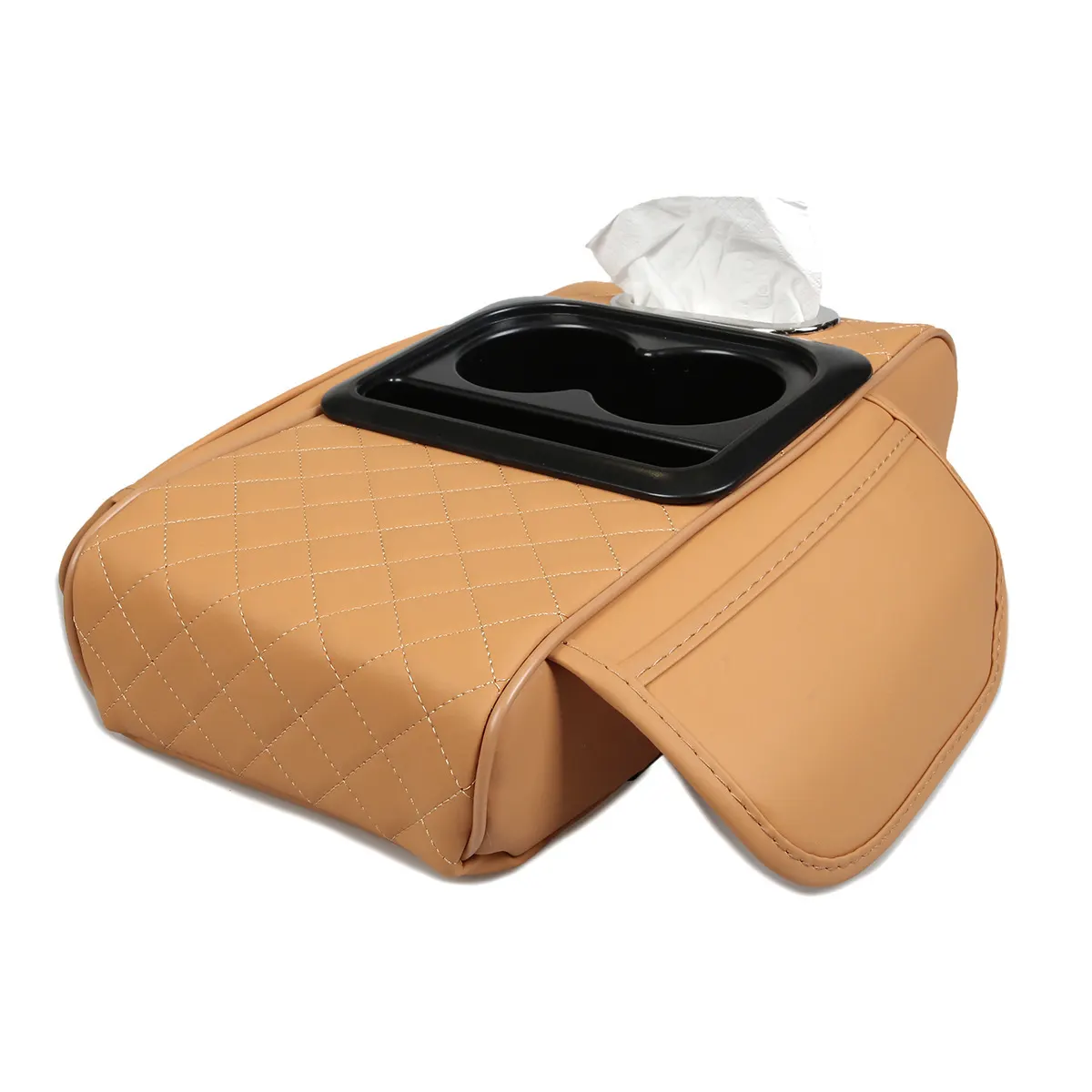 Funda de consola central para automóvil, organizador universal, caja de pañuelos para vehículo, soporte para vasos, elevador multifuncional 4 en 1.