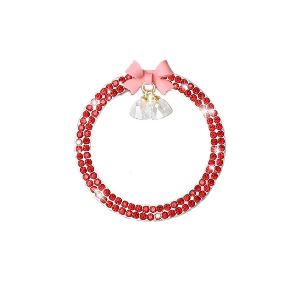 Anneau de démarrage à une touche pour voiture, décoration intérieure tendance avec nœud papillon en strass, pendentif cloche en cristal, cercle d'allumage pour femme.