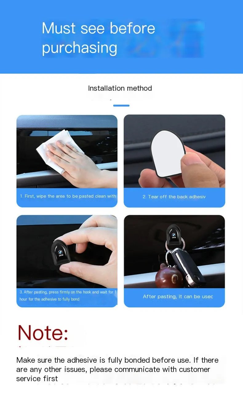 Ganxo per a vehicle, ganxo adhesiu per a l'interior del cotxe, ganxo invisible de doble ús per a cotxe familiar, article de multifunció per a emmagatzematge complet.-1