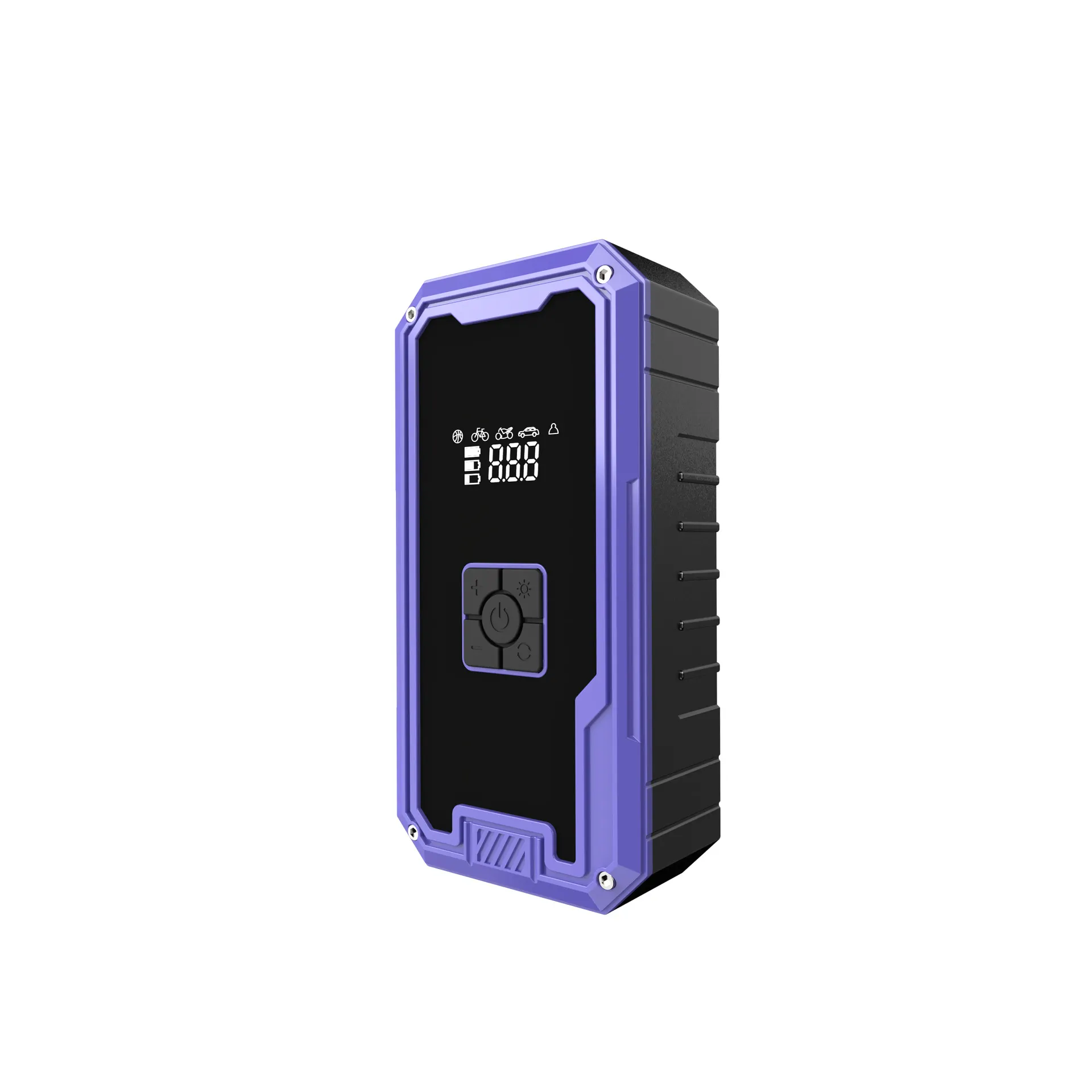 Power bank de démarrage d'urgence pour voiture avec affichage numérique, adapté au démarrage de batterie, gonfleur et pompe à air.