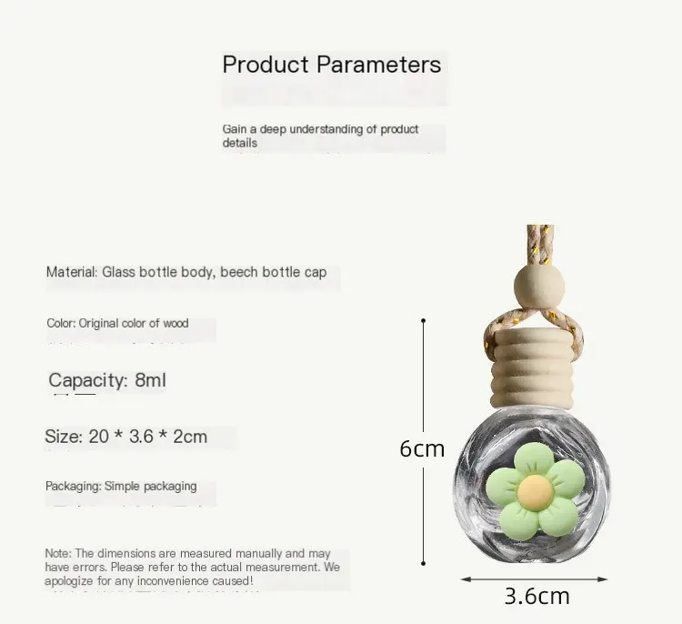 Porte-bonheur parfumé pour voiture en forme de fleur, flacon vide rechargeable pour diffuseur d'arômes, décoration suspendue pour voiture, accessoire de pendentif.-1
