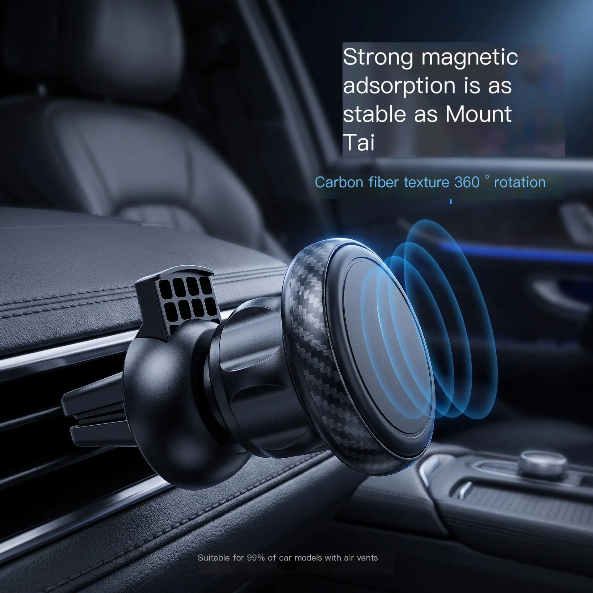 Support téléphonique magnétique pour voiture, support multifonctionnel à fixation sur bouche d'aération avec rotation à 360°, support de navigation pour téléphone.