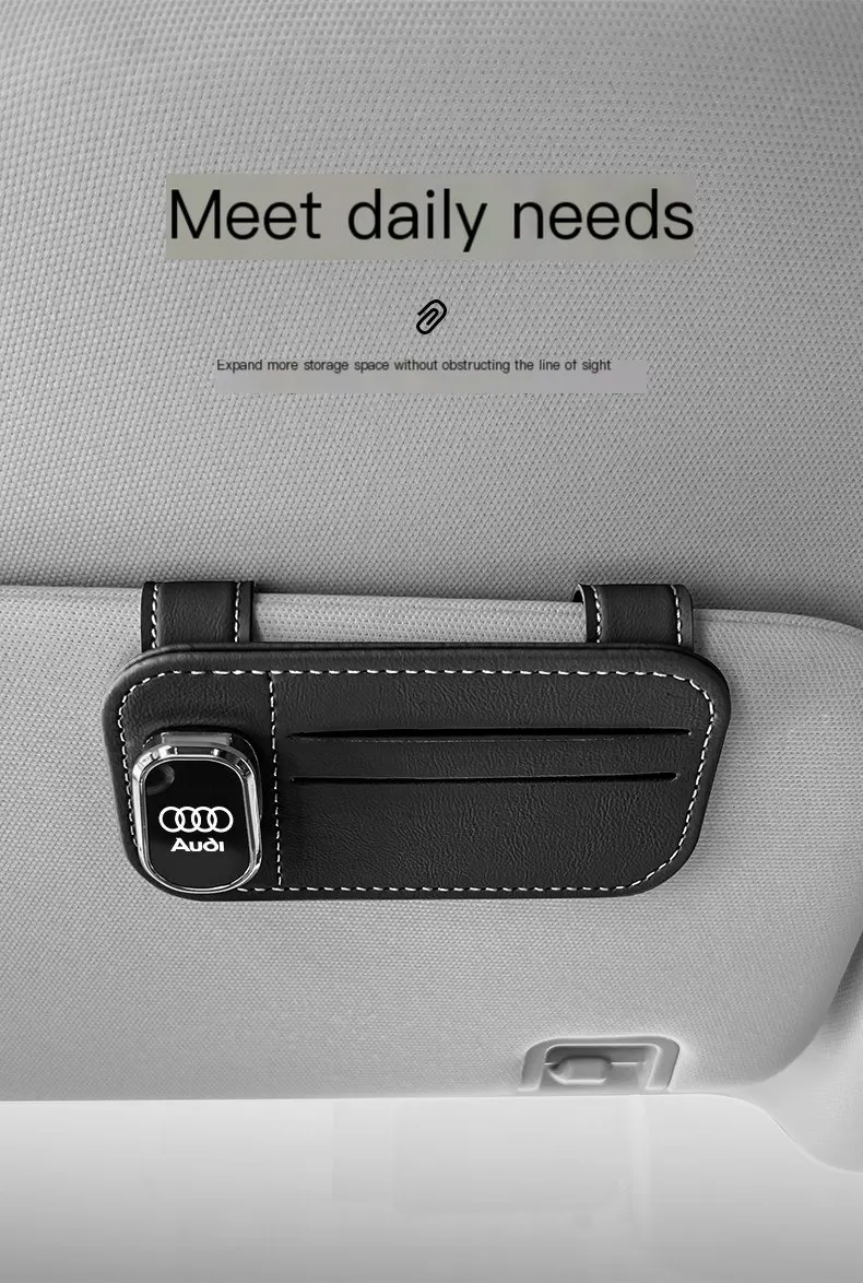 Organisateur de rangement pour pare-soleil de voiture, support multifonctionnel pour lunettes, pochette de rangement pour cartes, porte-cartes, poche à tickets et documents.-8