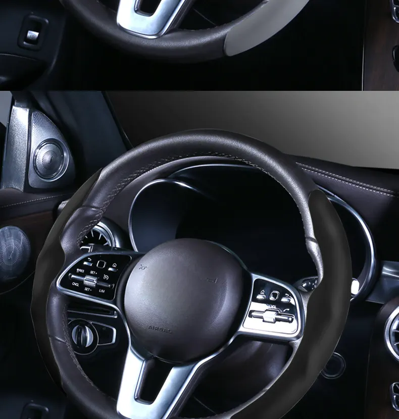 Funda de volante líquida de alta gama para automóvil, resistente al desgaste y antideslizante, apta para todas las estaciones, cubierta de volante para coche.-24