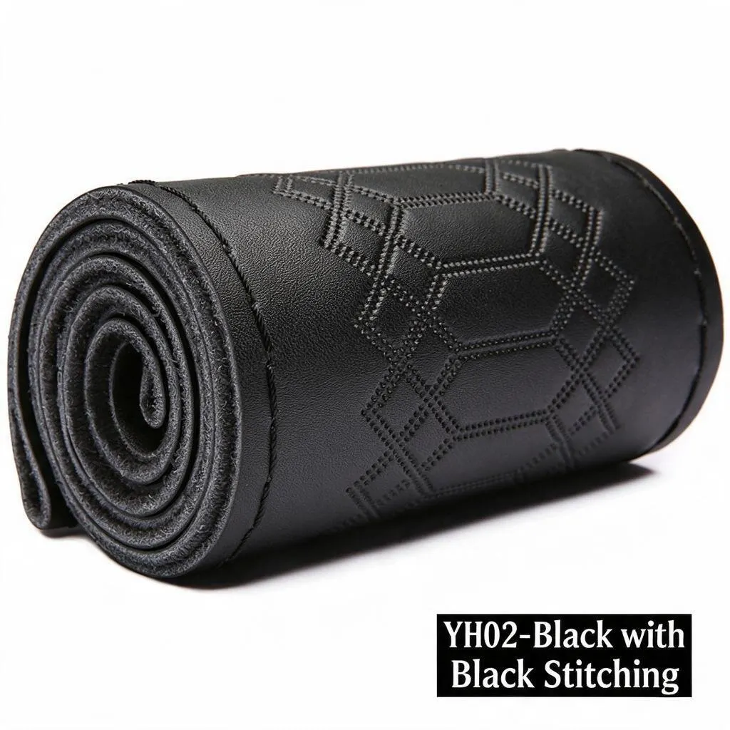 Funda de volant de cuir genuí de 38 cm cosida a mà antilliscant