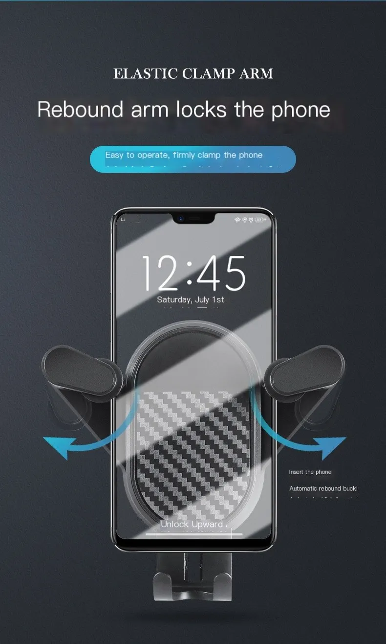 Nuevo soporte para teléfono móvil en el automóvil, accesorio para vehículos, soporte de gravedad para navegación en salida de aire, modelo de doble gancho para navegación en automóvil.-2