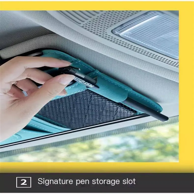 Suport de depozitare pentru parasolar auto, multi-functional, pentru ochelari, carduri, permis de conducere și documente, husă de organizare pentru interiorul mașinii.-6