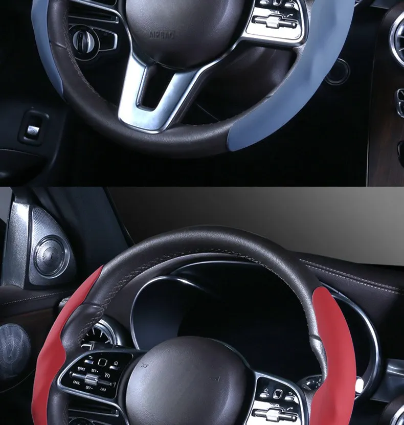 Funda de volante líquida de alta gama para automóvil, resistente al desgaste y antideslizante, apta para todas las estaciones, cubierta de volante para coche.-21