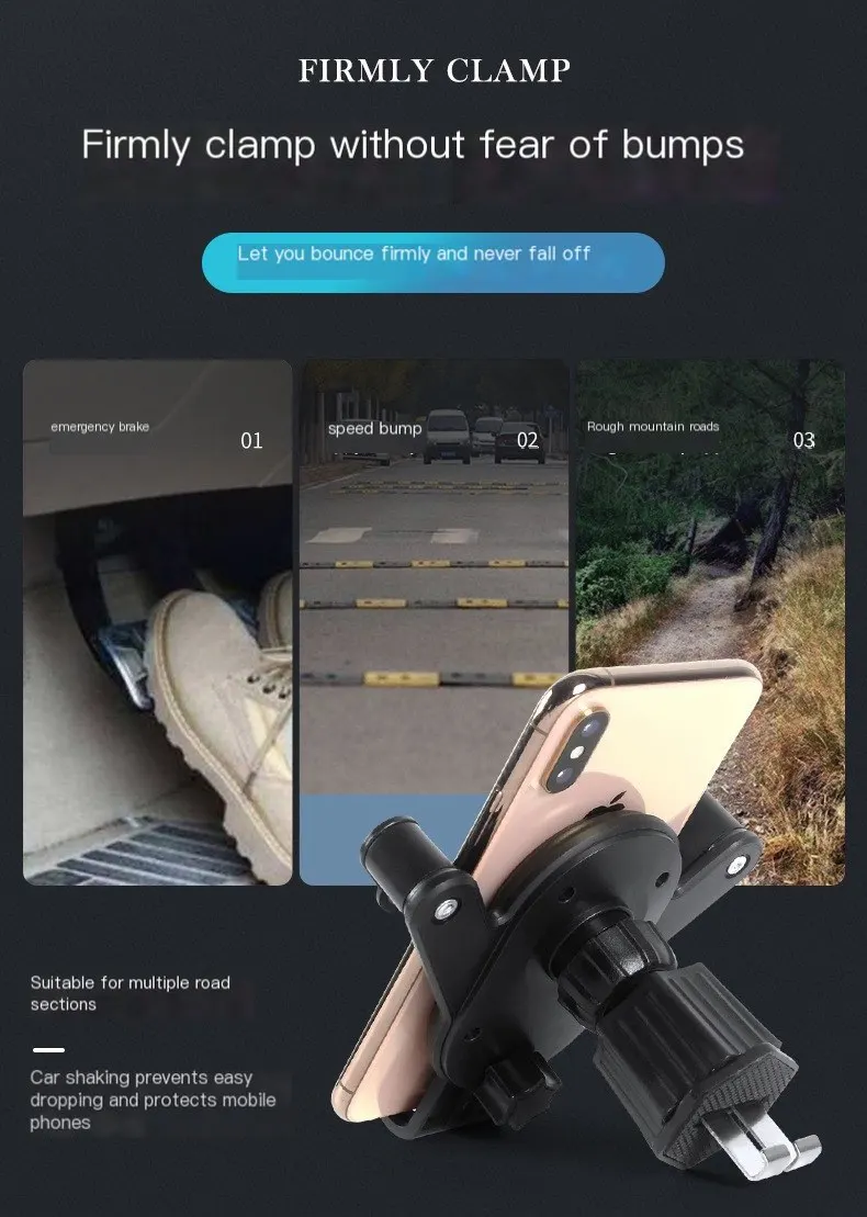 Nuevo soporte para teléfono móvil en el automóvil, accesorio para vehículos, soporte de gravedad para navegación en salida de aire, modelo de doble gancho para navegación en automóvil.-1