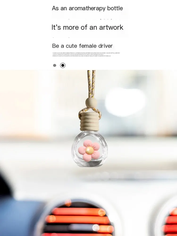 Porte-bonheur parfumé pour voiture en forme de fleur, flacon vide rechargeable pour diffuseur d'arômes, décoration suspendue pour voiture, accessoire de pendentif.-2