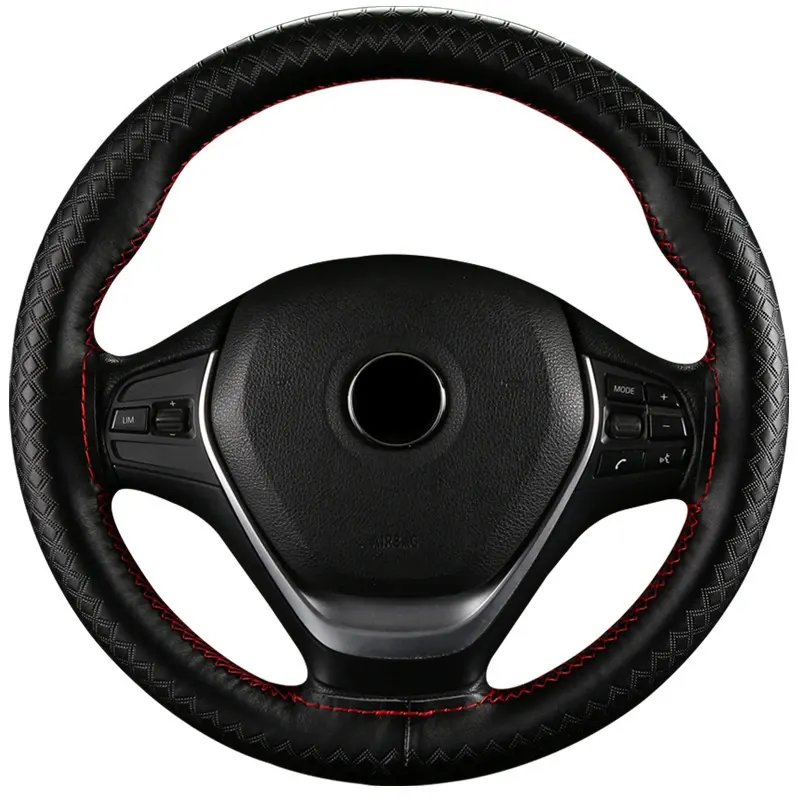 Funda de volant de cuir genuí de 38 cm cosida a mà antilliscant