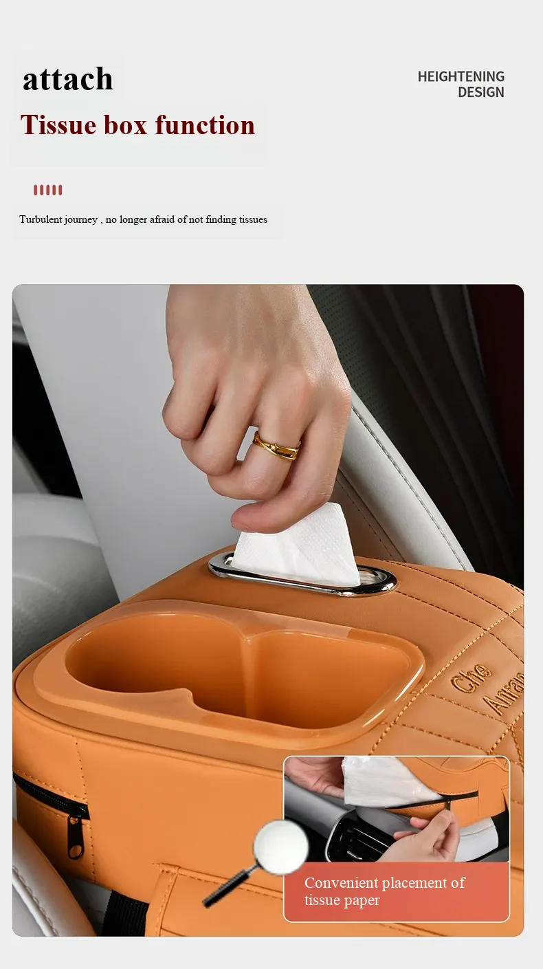 Elevación de apoyabrazos de cuero con patrón Napa de nivel de automóvil de lujo | Extensión de consola central integrada con portavasos multifuncional y almacenamiento-11