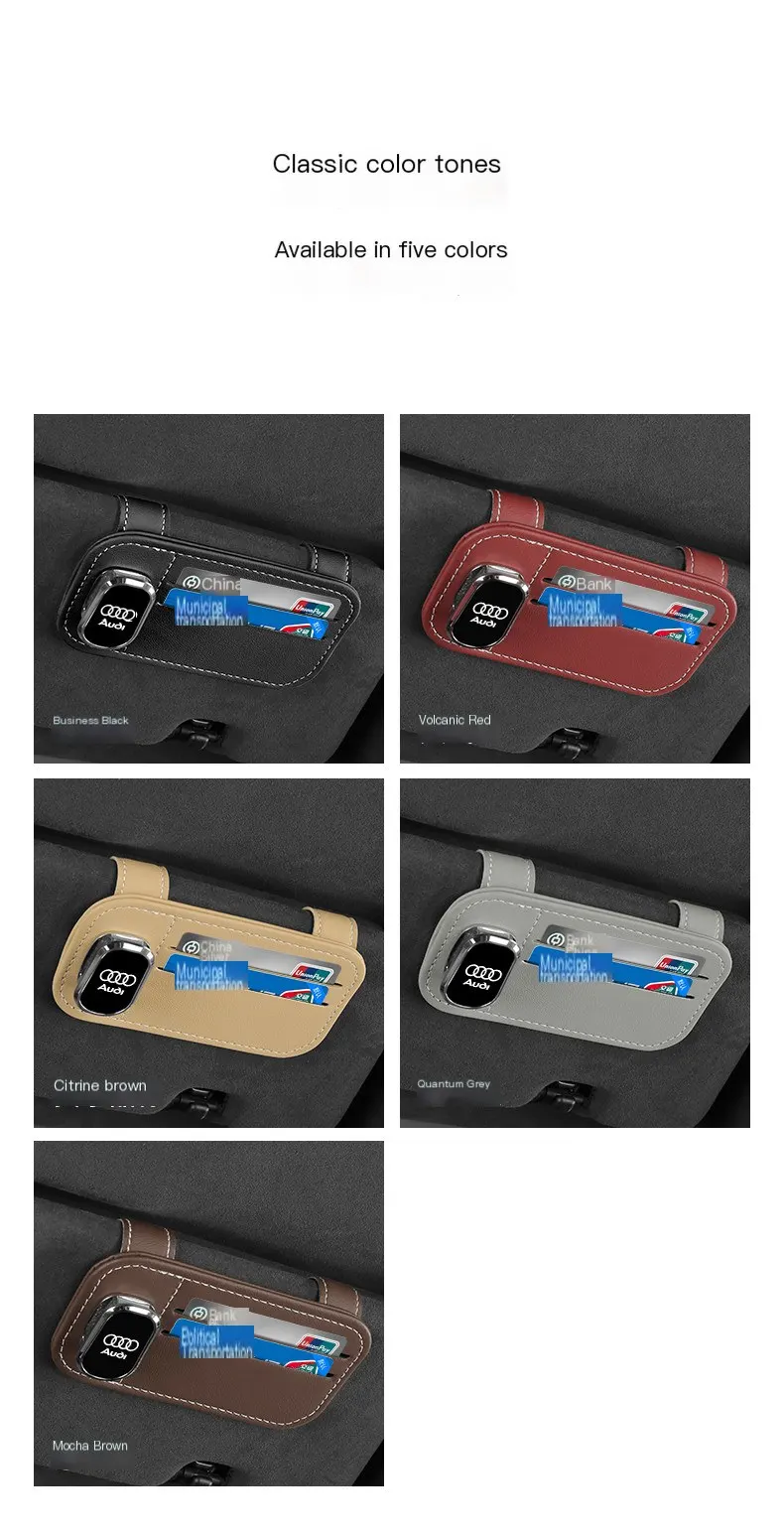 Organisateur de rangement pour pare-soleil de voiture, support multifonctionnel pour lunettes, pochette de rangement pour cartes, porte-cartes, poche à tickets et documents.-5