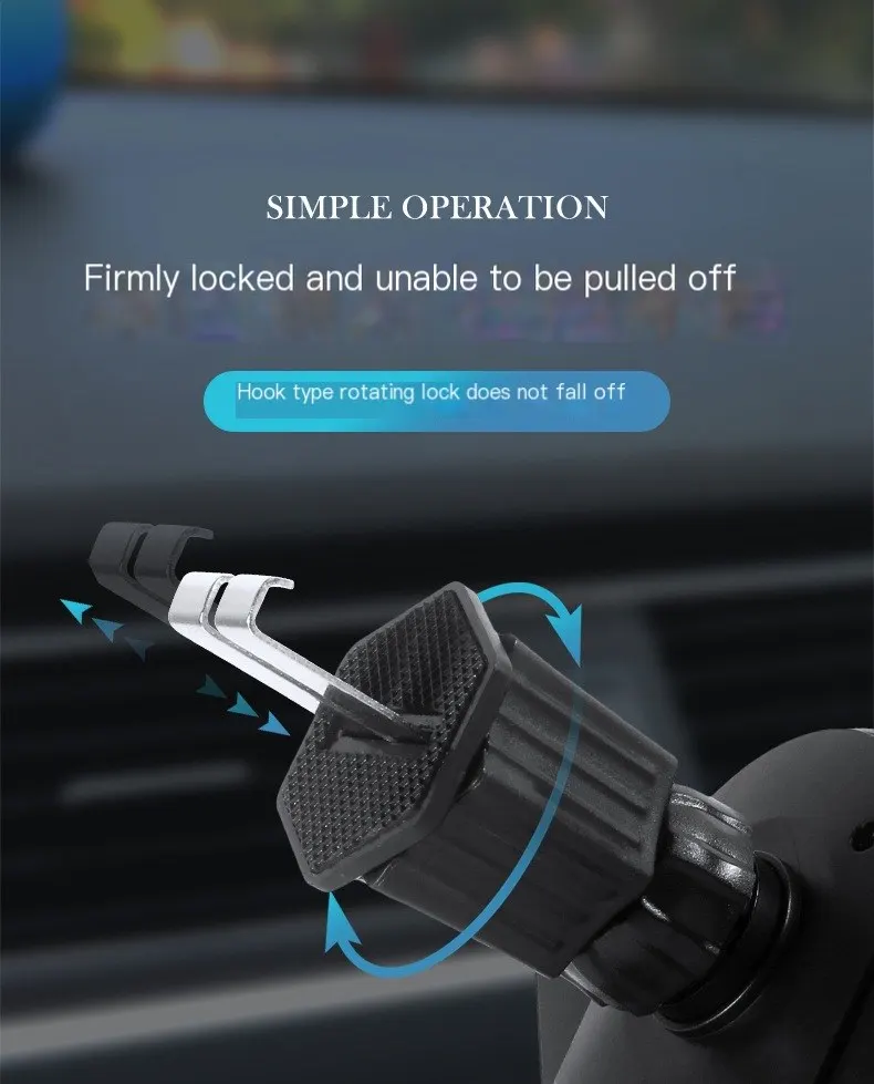 Nuevo soporte para teléfono móvil en el automóvil, accesorio para vehículos, soporte de gravedad para navegación en salida de aire, modelo de doble gancho para navegación en automóvil.-7