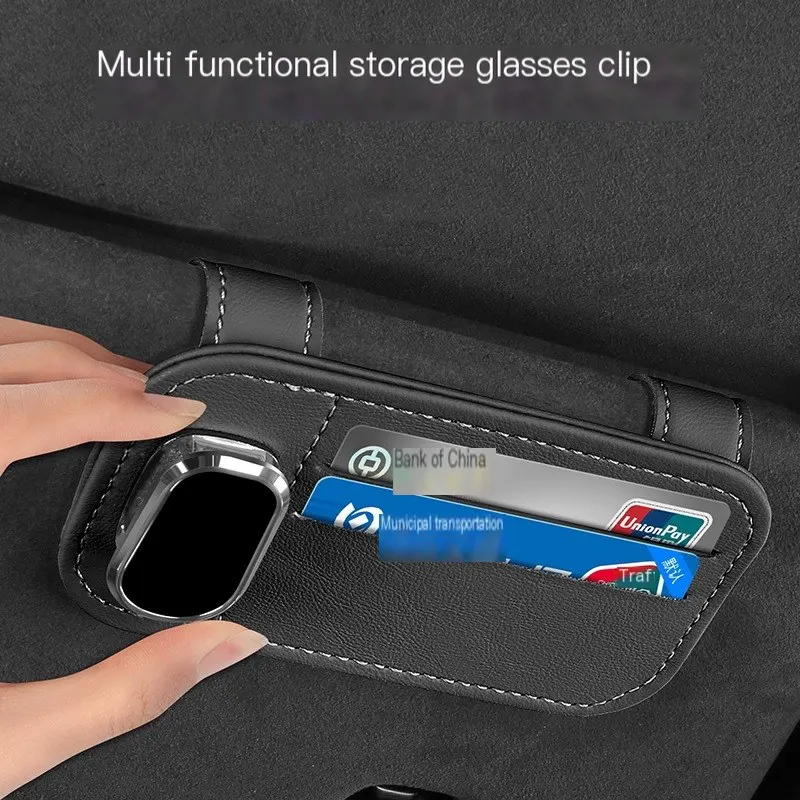 Organisateur de rangement pour pare-soleil de voiture, support multifonctionnel pour lunettes, pochette de rangement pour cartes, porte-cartes, poche à billets et documents.