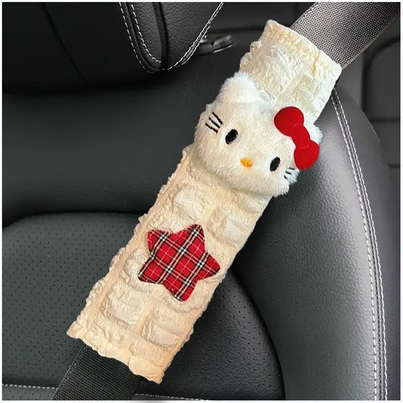 Luxury Hello Kitty Car Seat Belt Shoulder Pad Set for Two – The Perfect Combination of Comfort, Anti-Chafing, and Sweet Decoration