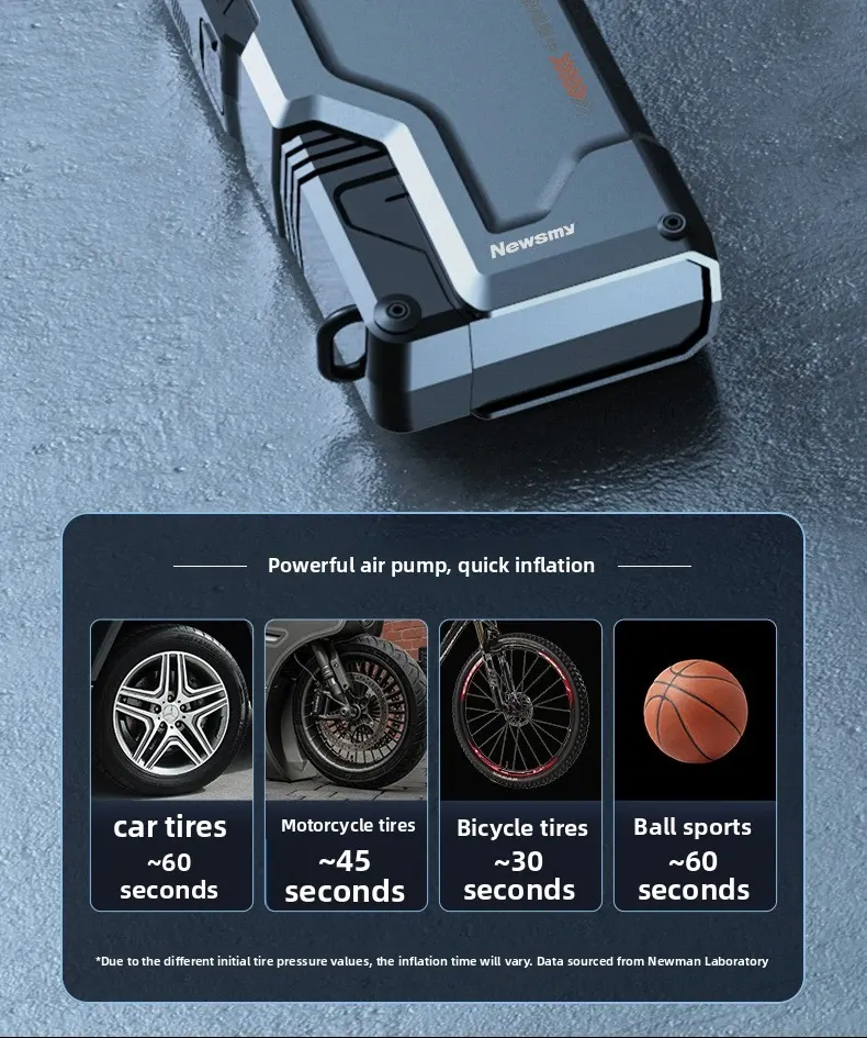 Démarreur portatif avec gonfleur de pneus 1000A crête 12000mAh banque d'alimentation-11