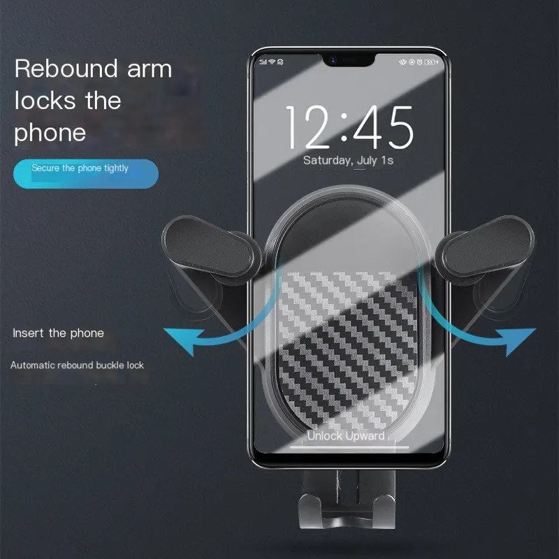 Soporte para teléfono móvil de automóvil, nuevo modelo, accesorios para vehículos, soporte de gravedad para salida de aire, navegación, soporte de doble gancho para navegación de automóvil.