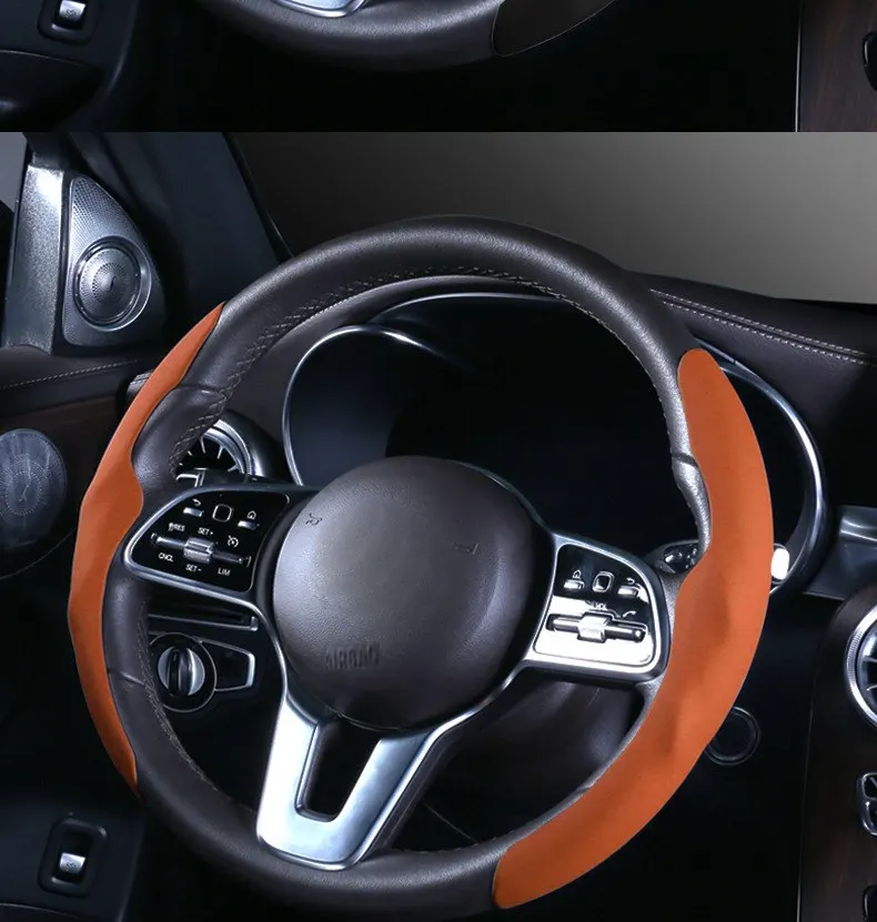 Funda de volante líquida de alta gama para automóvil, resistente al desgaste y antideslizante, apta para todas las estaciones, cubierta de volante para coche.-25