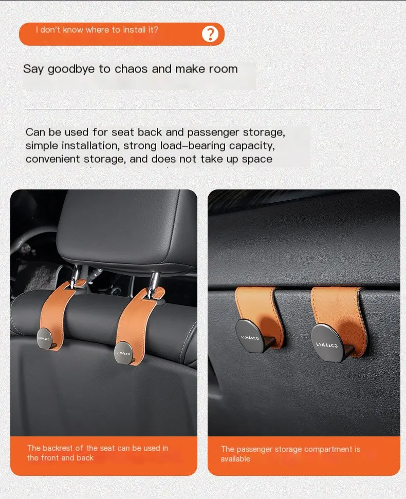 Gancho pequeño para asiento del copiloto compatible con Lynk & Co 01/02/03/05/06/09, accesorio de decoración para interiores de automóviles.-4