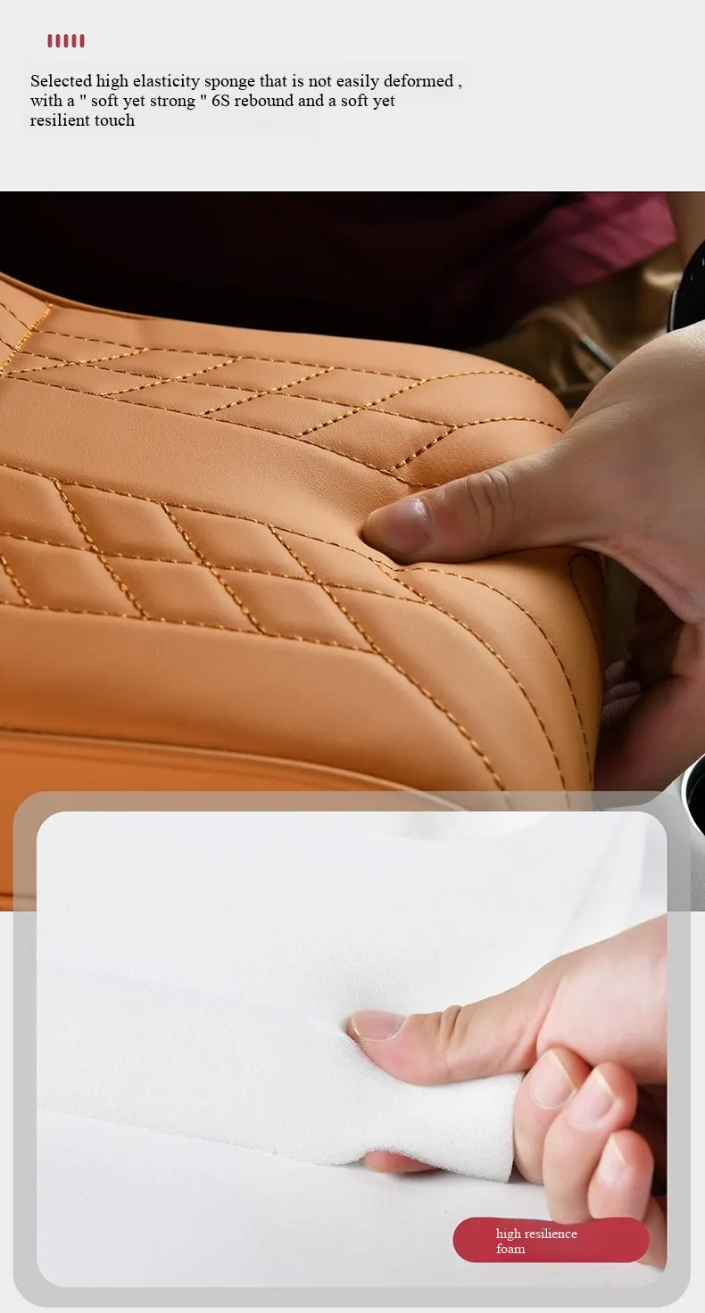 Elevación de apoyabrazos de cuero con patrón Napa de nivel de automóvil de lujo | Extensión de consola central integrada con portavasos multifuncional y almacenamiento-7