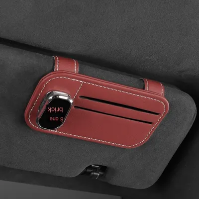 Monture de lunettes + porte-carte [Rouge volcan] Personnalisable avec logo de voiture